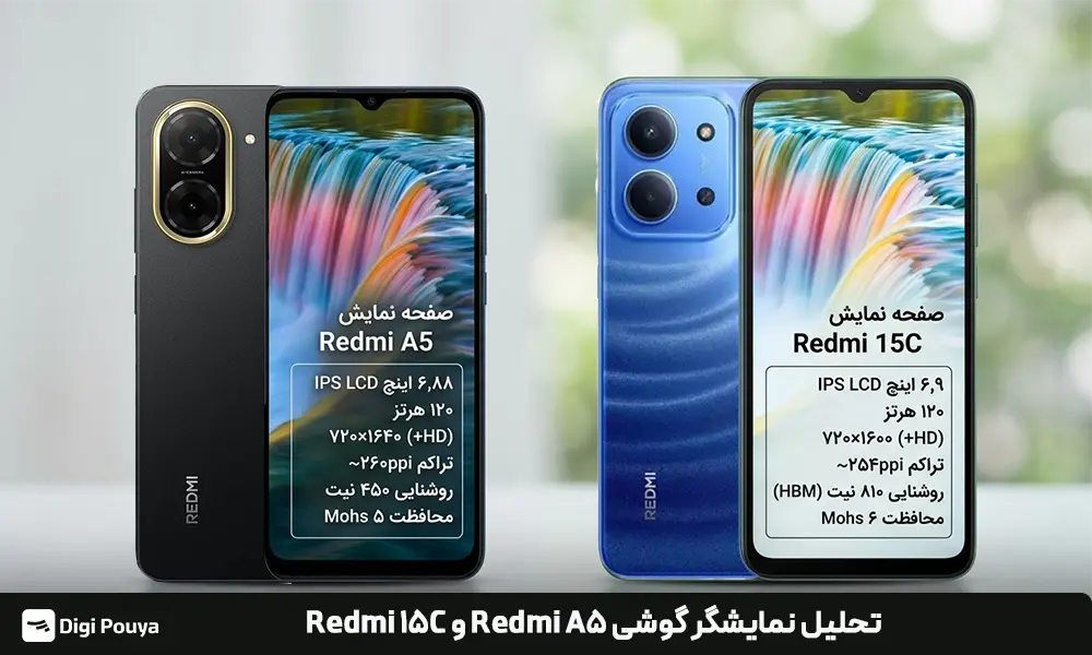 تفاوت نمایشگر گوشی ردمی A5 و  15C