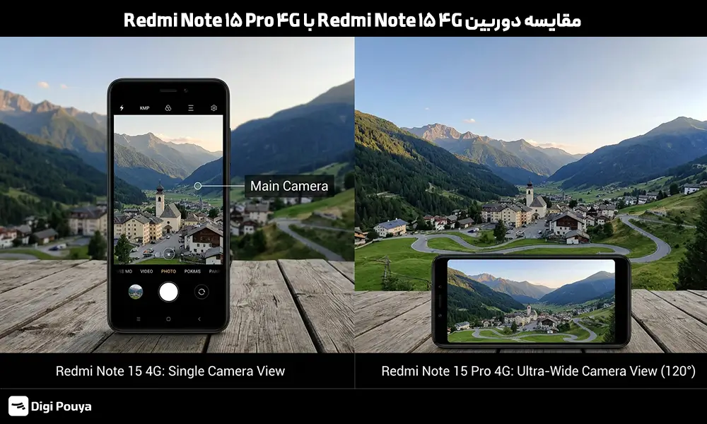 مقایسه دوربین Redmi Note ۱۵ ۴G با Redmi Note ۱۵ Pro ۴G از سه جهت سلفی، فیلم برداری، دوربین اصلی