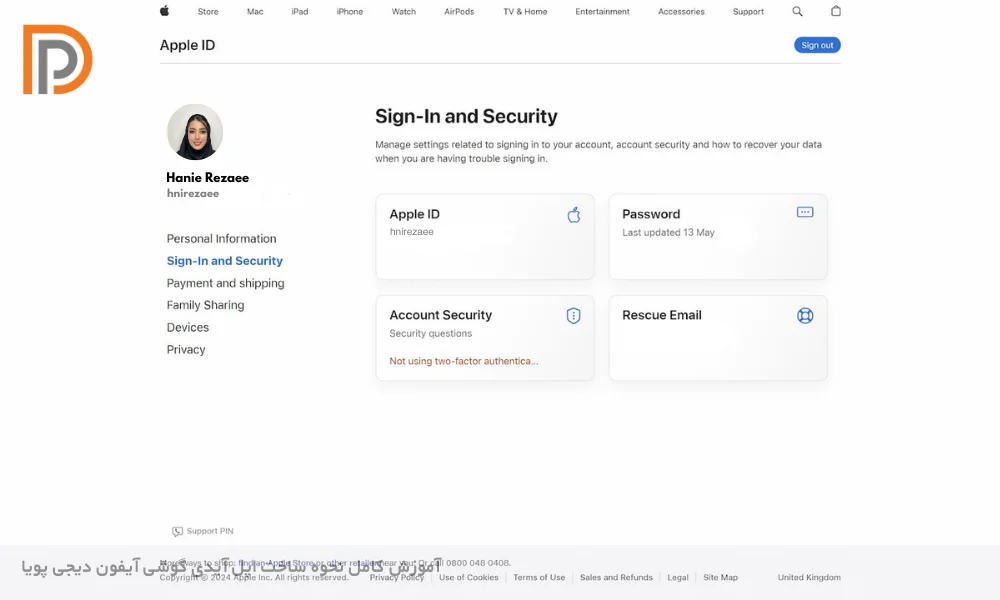 اکانت اپل آی دی خانم هانیه رضایی در دیجی پویا