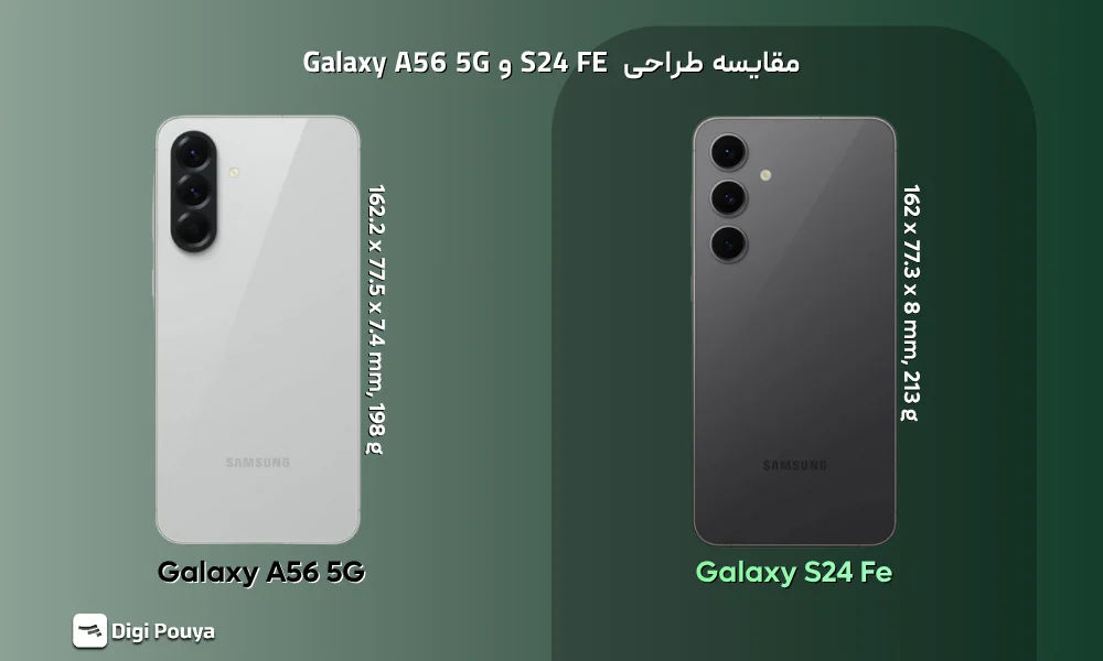طراحی بدنه و کیفیت ساخت گوشی‌های Samsung Galaxy S24 FE و Galaxy A56 5G