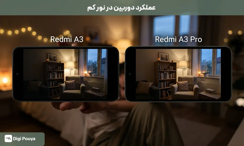 مقایسه کیفیت عکس در نور کم بین گوشی Redmi A3 و Redmi A3 Pro