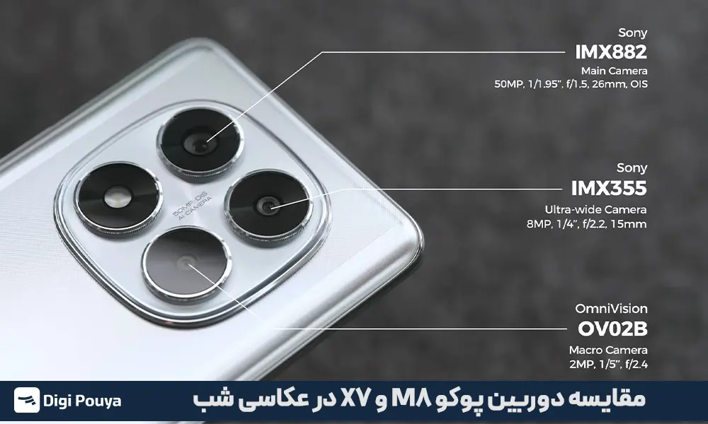 مقایسه دوربین پوکو M8 و X7 در شب
