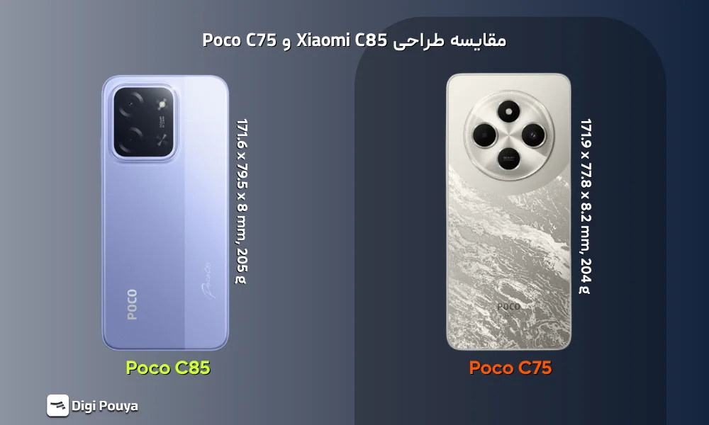 طراحی بدنه و جنس ساخت گوشیهای POCO C85 و POCO C75 از نمای نزدیک