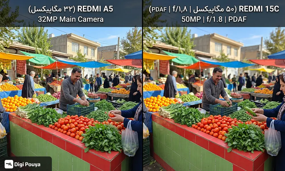 تفاوت دوربین اصلی گوشی Redmi A5 با Redmi 15C