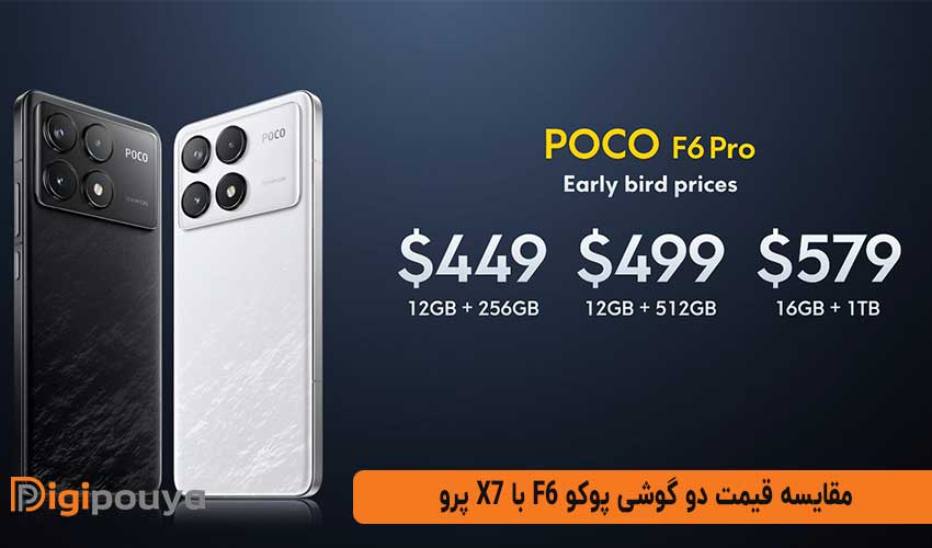 قیمت و تاریخ عرضه دو گوشی پوکو F6 با X7 پرو