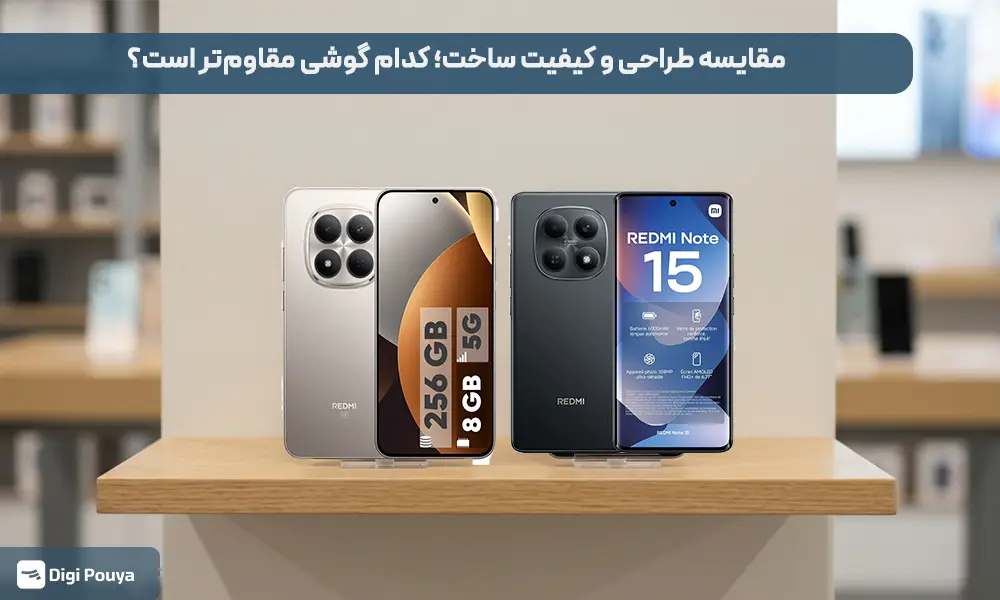 مقایسه طراحی و کیفیت گوشی Redmi Note ۱۵ و Redmi Note ۱۵ Pro 5G