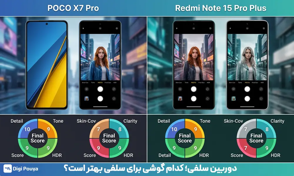 مقایسه کیفیت عکس و فیلم سلفی در پوکو X7 پرو با ردمی نوت ۱۵ پرو پلاس