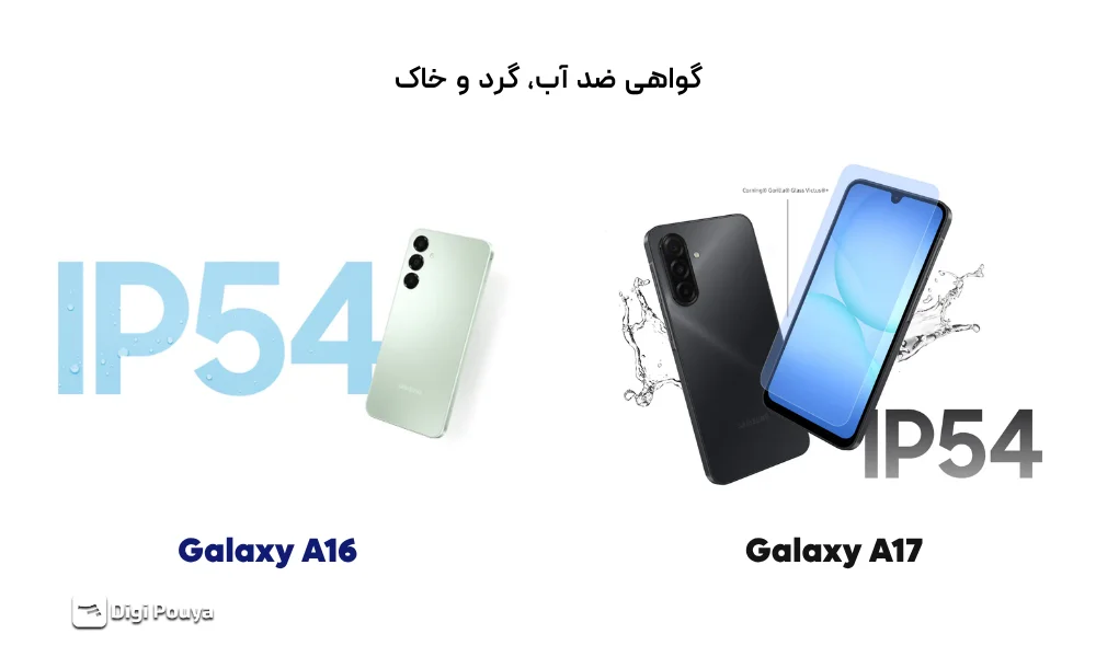 نمایش گواهی مقاومت در برابر آب و گردوغبار در گوشی سامسونگ Galaxy A17 با استاندارد IP