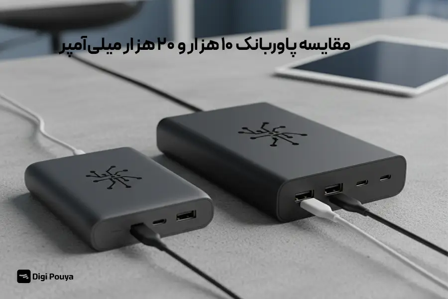 مقایسه پاوربانک ۱۰ هزار و ۲۰ هزار میلی‌آمپر