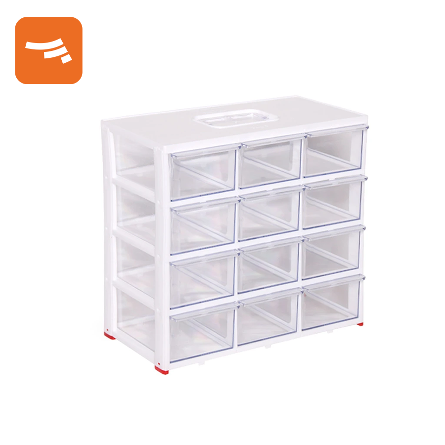 کشو کریستالی مربع (اورگانایزر) 4 طبقه 12 کشو (تیپ سه)