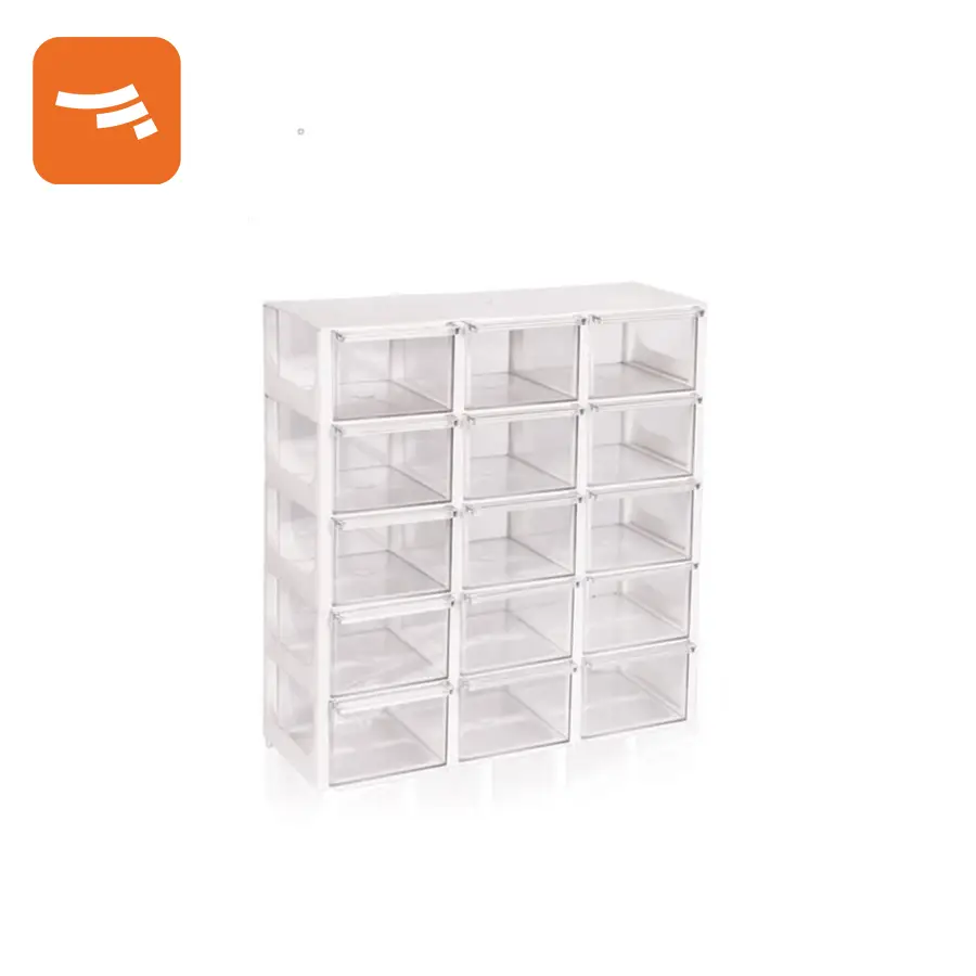 کشو کریستالی مربع (اورگانایزر) 5 طبقه 15 کشو (تیپ سه)