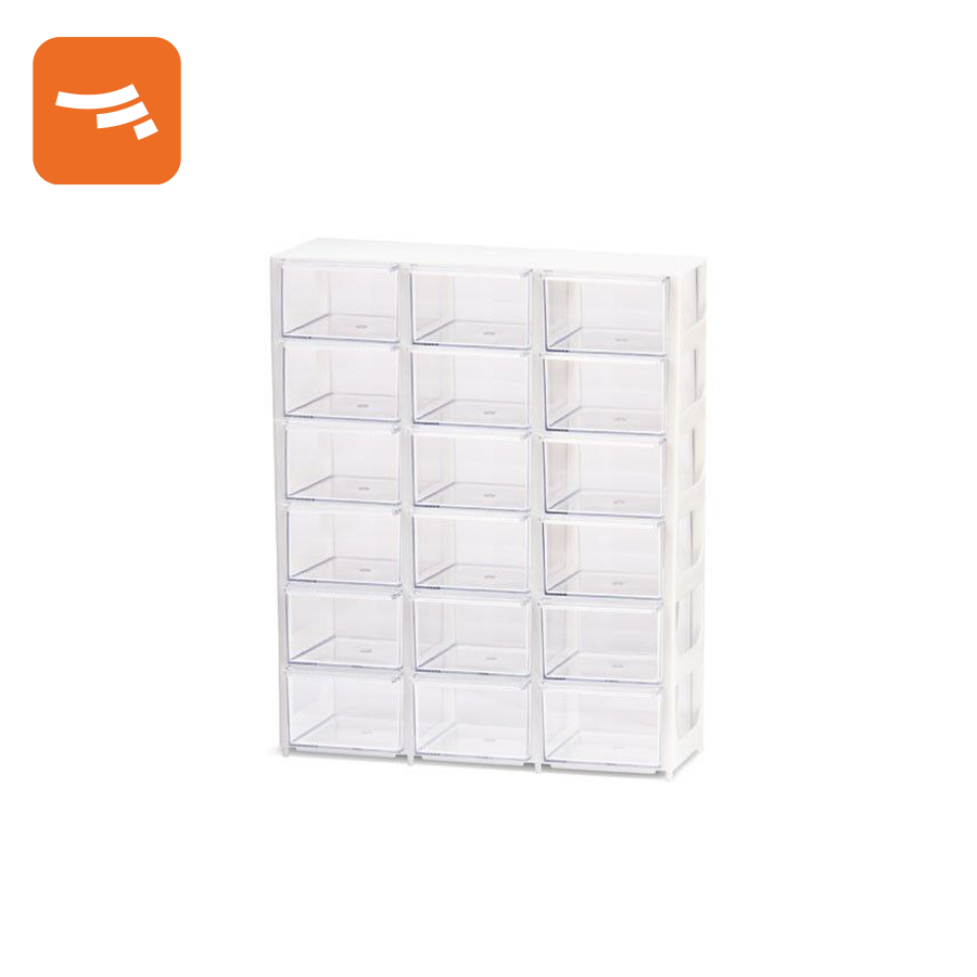 کشو کریستالی مربع (اورگانایزر) 6 طبقه 18 کشو (تیپ سه)